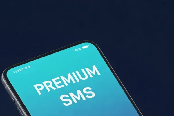 grafika przedstawiająca smartfona z wyświetlonym napisem "PREMIUM SMS"