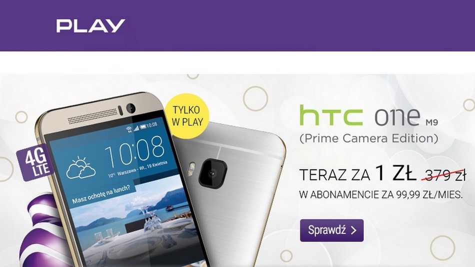HTC One M9 Prime CE w Play za 1 zł