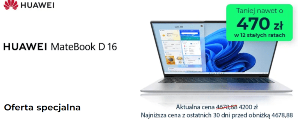 promocja Huawei MateBook D16