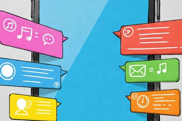 grafika symbolicznie przedstawiająca wyskakujące reklamy i powiadomienia na telefonie z Androidem
