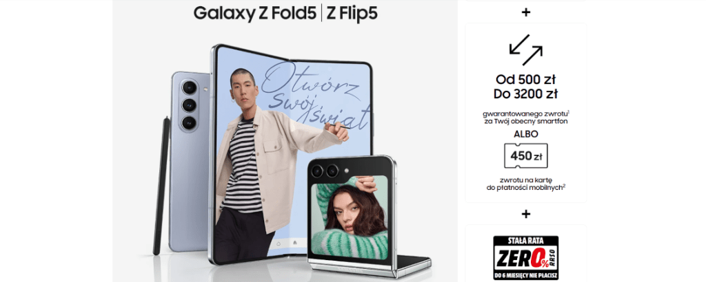 zdjęcie przedstawiające telefon Samsung Galaxy Z Fold5 promocja