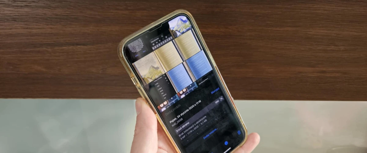 zdjęcie przedstawiające iPhone'a 13 z włączoną galerią z zrzutami ekranu