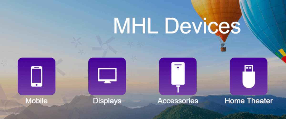 grafika MHL przedstawiająca stronę internetową technologii MHL