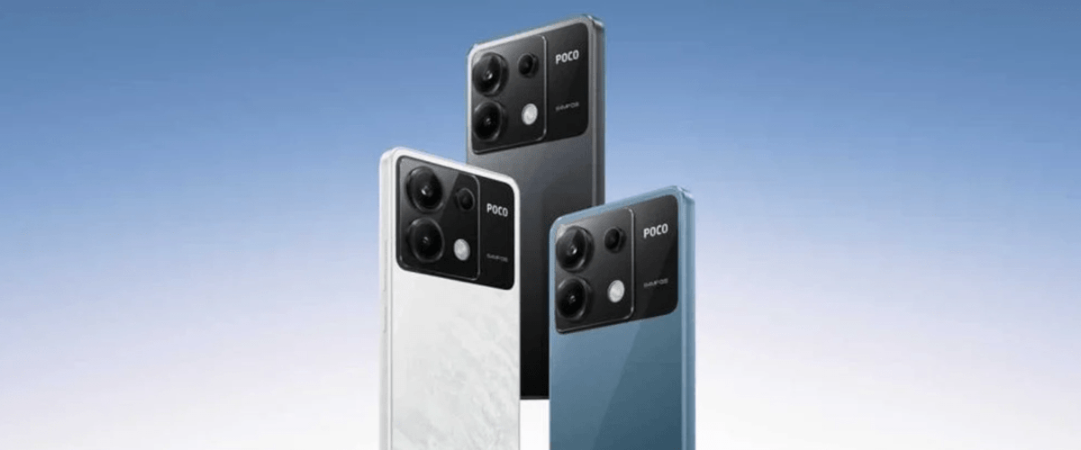 grafika przedstawiająca 3 telefony POCO X6 Pro