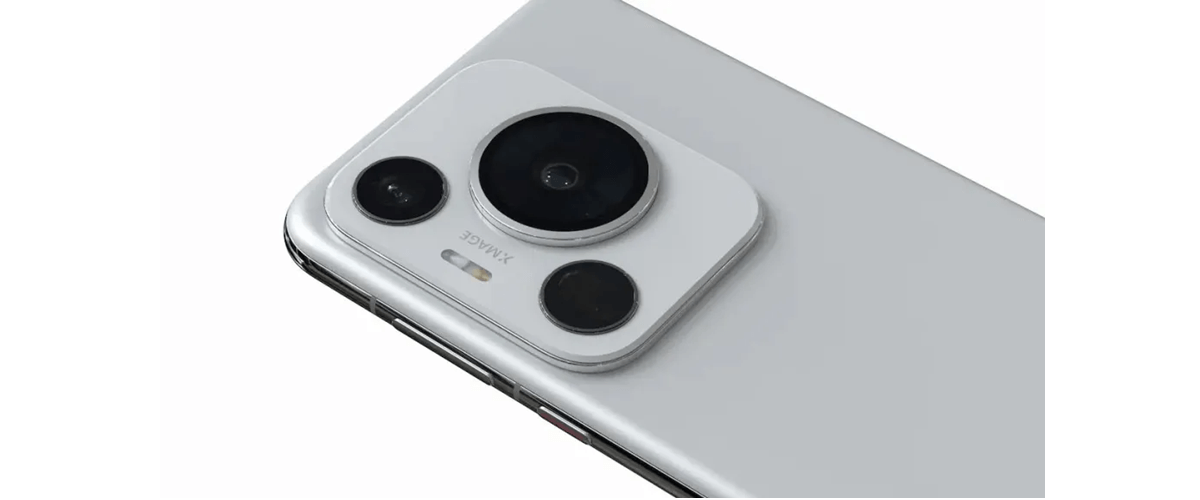 Grafika przedstawiająca prawdopodobny wygląd telefonu Huawei P70 w kolorze szarym