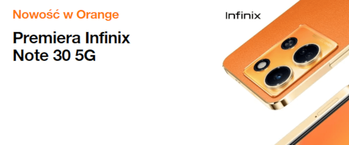 grafika firmy Orange przedstawiająca ofertę z telefonem Infinix Note 30 5G