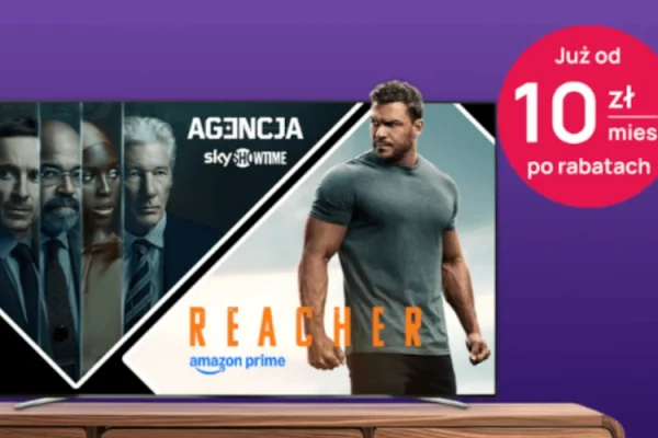 grafika firmy Play przedstawiająca usługę telewizji Play NOW