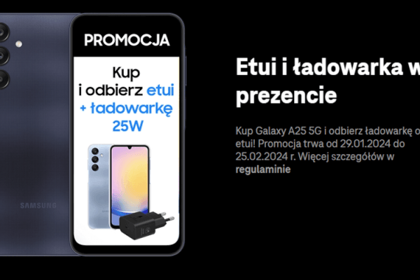 grafika firmy T-Mobile przedstawiająca promocję Samsunga Galaxy A25 5G