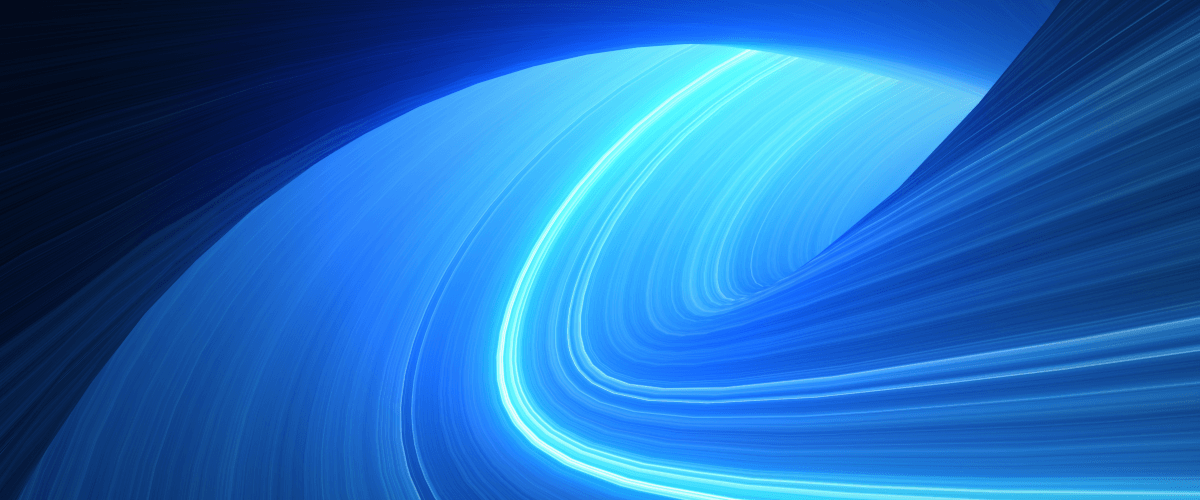grafika przedstawiająca skręcający snop niebieskiego światła na ciemnym tle