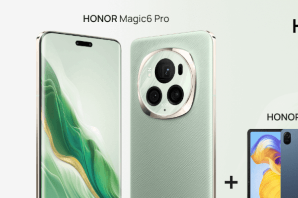 grafika firmy Play przedstawiająca smartfona Honor Magic6 Pro w promocji z tabletem Honor