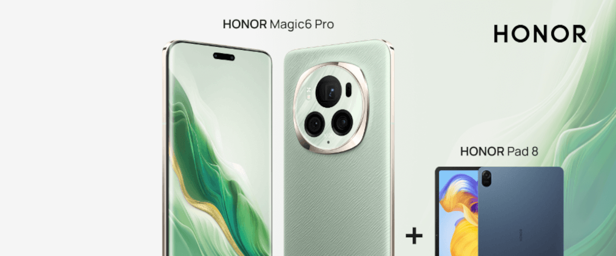 grafika firmy Play przedstawiająca smartfona Honor Magic6 Pro w promocji z tabletem Honor
