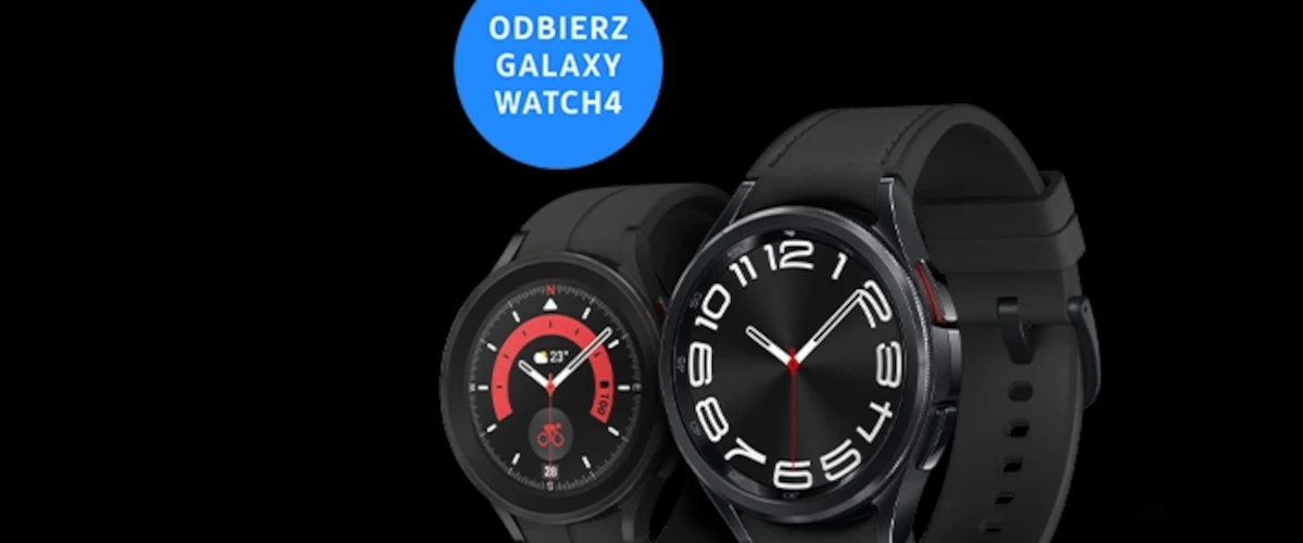 grafika przedstawiająca 2 zegarki Samsung Galaxy Watch w różnych wersjach