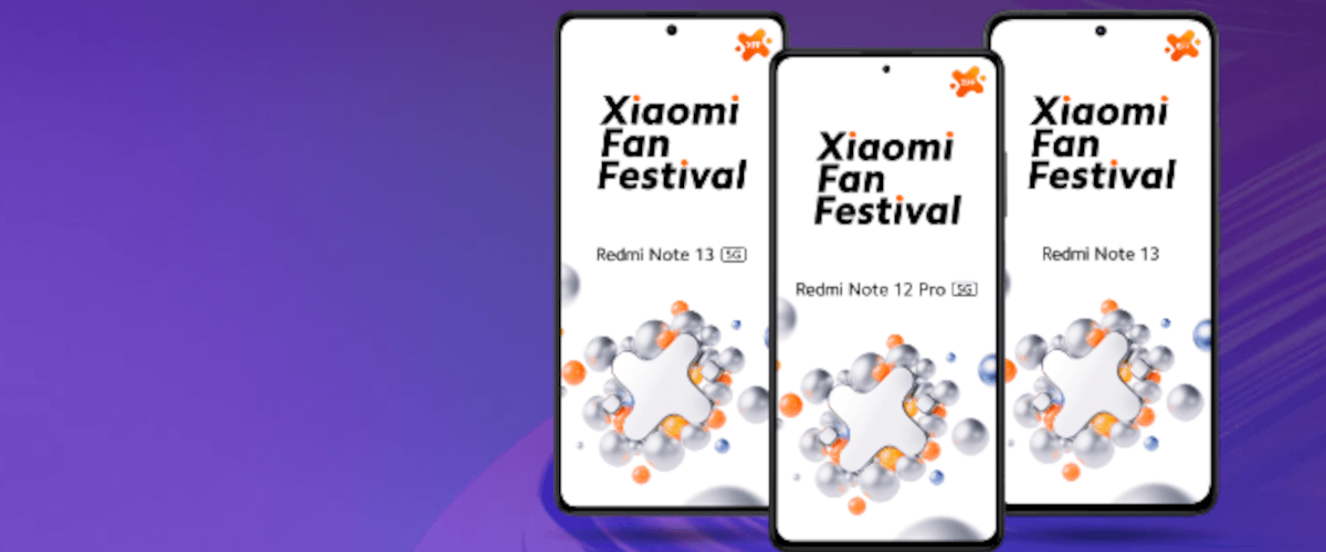 grafika firmy Play przedstawiająca 3 smartfony Xiaomi Redmi w promocji Xiaomi Fan Festival