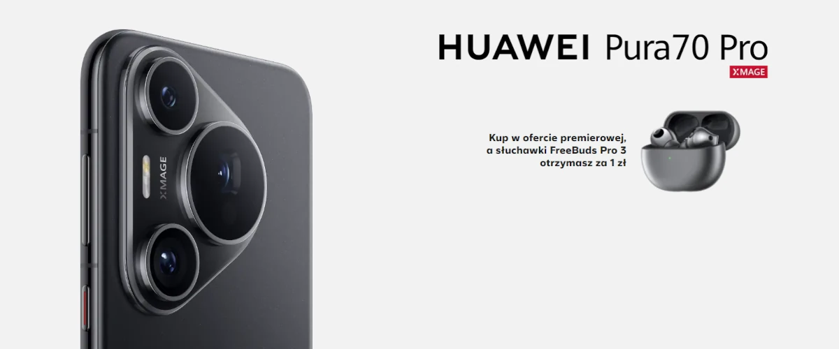 grafika firmy Plus przedstawiająca smartfona Huawei Pura 70 Pro