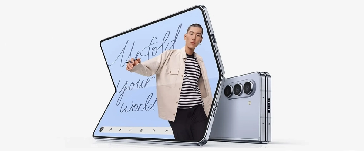 Grafika przedstawiająca możliwy wygląd smartfonu Samsung Galaxy Z Fold 6