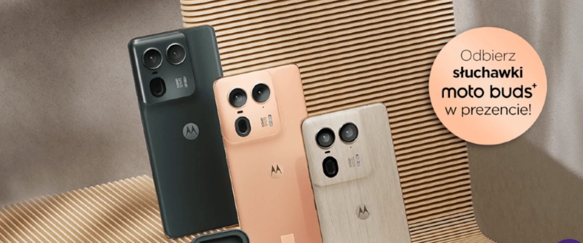 grafika przedstawiająca smartfona Motorola Edge 50 Ultra w promocji i w 3 wersjach kolorystycznych