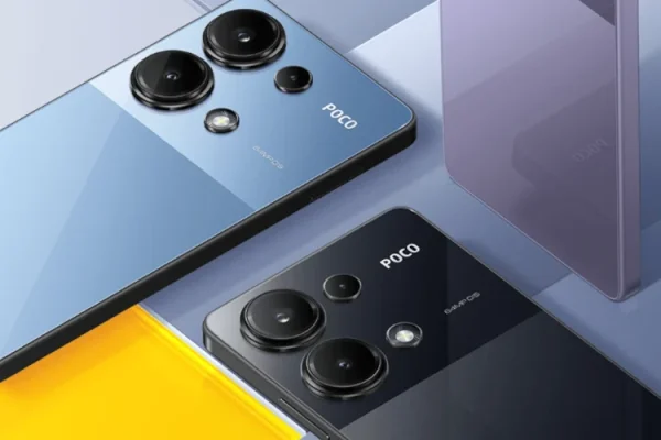 zdjęcie firmy Xiaomi przedstawiające 3 smartfony POCO M6 Pro w różnych wersjach kolorystycznych