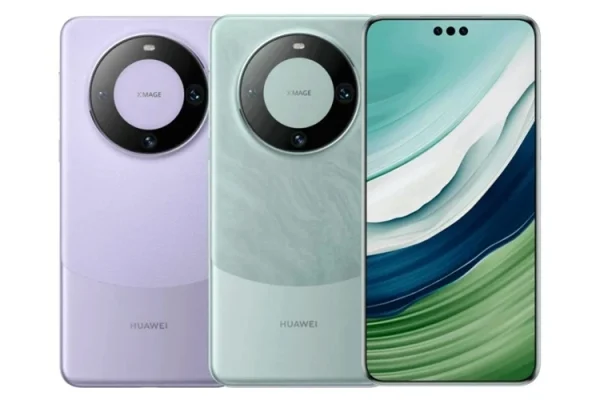 Grafika przedstawiająca smartfon Huawei Mate 60 Pro w dwóch wariantach kolorystycznych