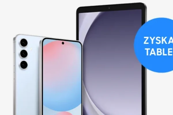 grafika przedstawiająca smartfona Samsung Galaxy S24 FE z tabletem Samsung Galaxy Tab A9 LTE