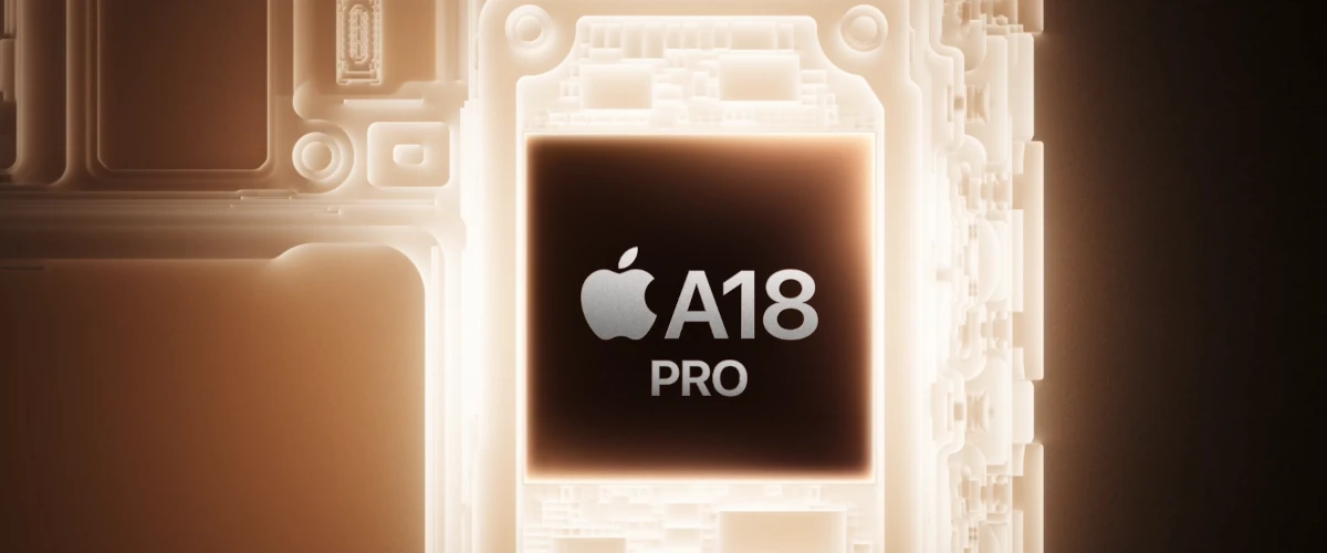 grafika firmy Apple przedstawiająca autorski procesor Apple A18 Pro