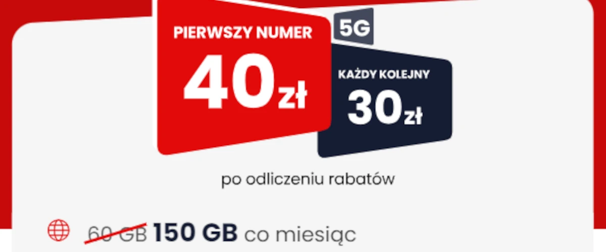 grafika firmy Virgin Mobile przedstawiająca jego topowy abonament za 40 złotych miesięcznie
