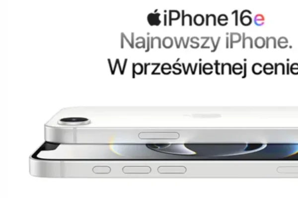 grafika przedstawiająca model iPhone 16e w przedsprzedaży
