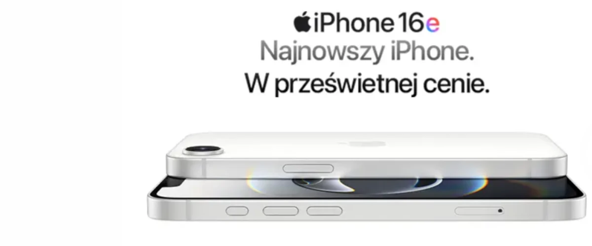grafika przedstawiająca model iPhone 16e w przedsprzedaży