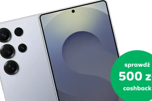 grafika przedstawiająca smartfona Samsung Galaxy S25 Ultra w promocji Cashback 500 zł