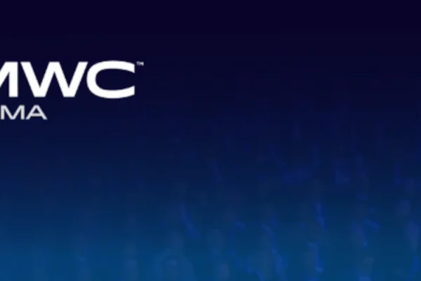 grafika przedstawiająca symbolicznie międzynarodowe targi elektroniki MWC 2025 w Barcelonie