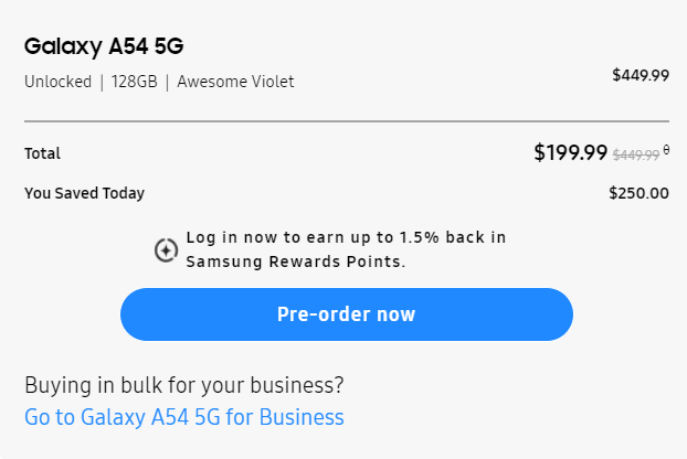 Galaxy A54 5G USA