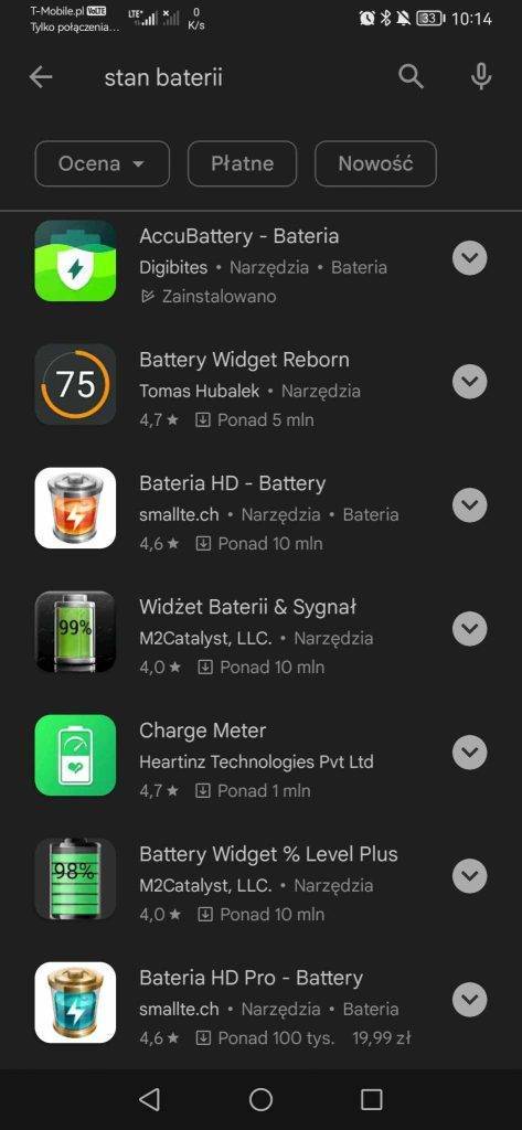 aplikacje bateria
