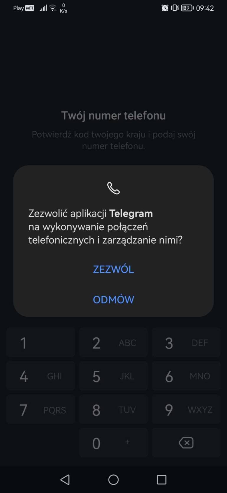 zrzut z telefonu przedstawiający aplikację mobilną Telegram