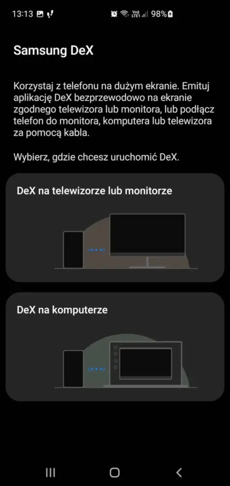 screen z aplikacji Samsung DeX
