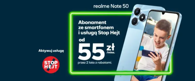 grafika firmy Plus przedstawiająca abonament dla dziecka z telefonem