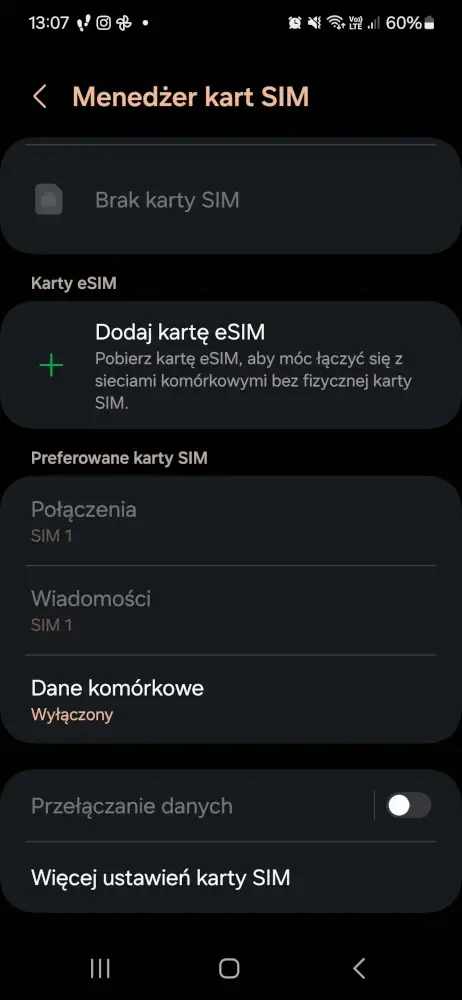 screen przedstawiający dodawanie karty eSIM na telefonie Samsung Galaxy S25 Ultra