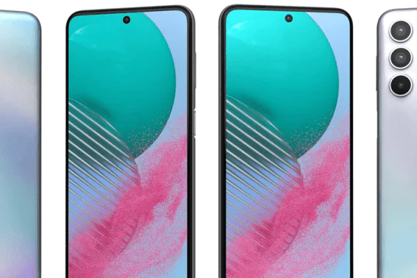 Grafika przedstawiająca z różnych stron smartfona Samsung Galaxy M54 5G