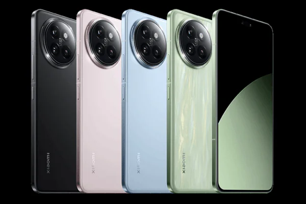 Grafika przedstawiająca telefon Xiaomi Civi 4 pro w różnych wariantach kolorystycznych