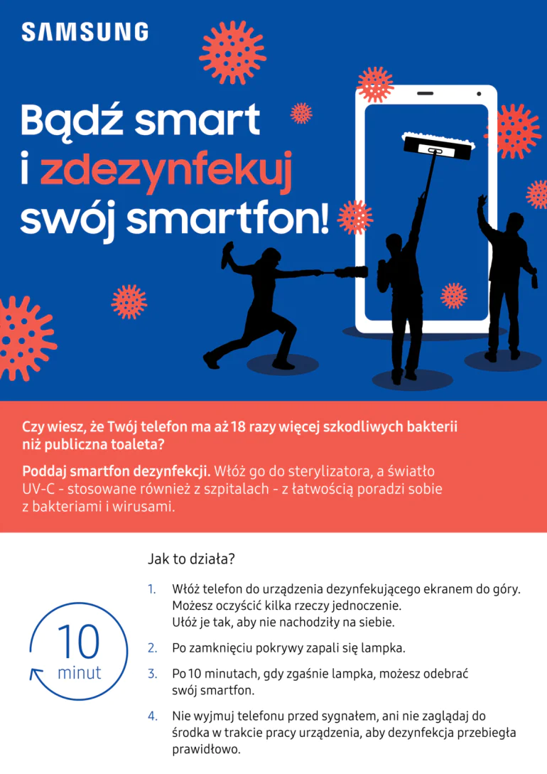Samsung dezynfekcja telefonów UV-C