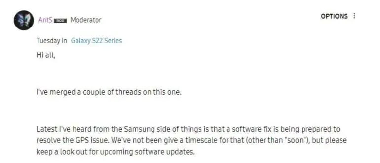Samsung Galaxy S22 Ultra problem GPS