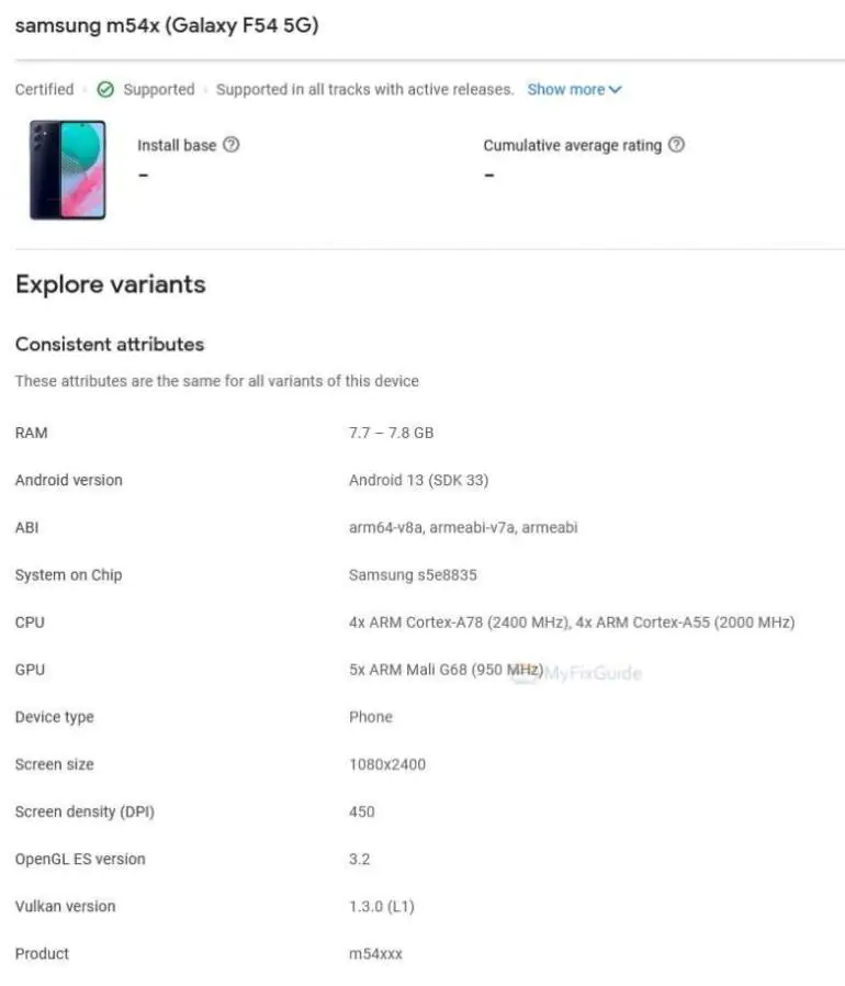 Galaxy G54 5G przecieki