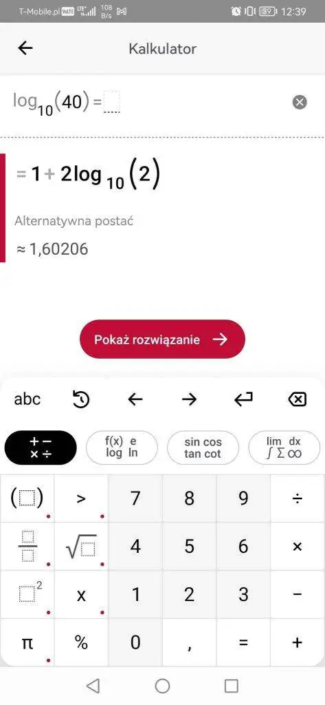 aplikacja do rozwiązywania zadań z matematyki