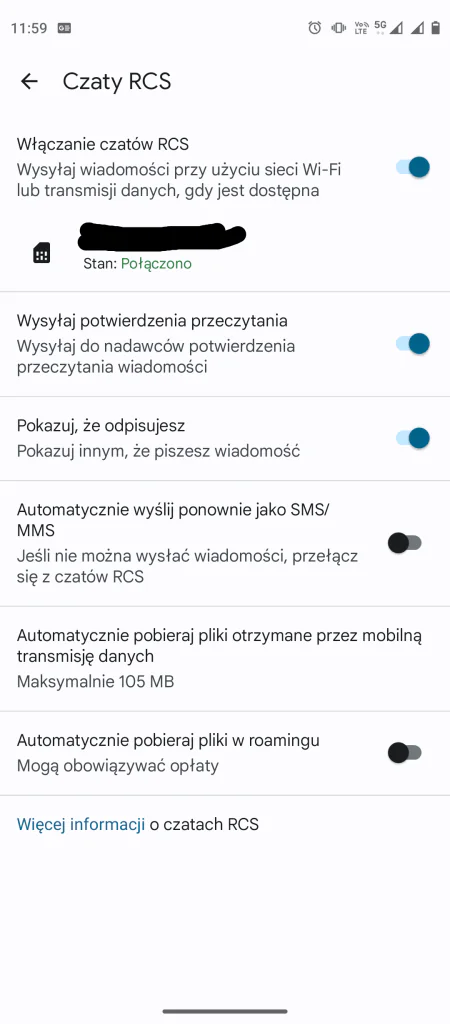 screenshot z aplikacji czat RCS